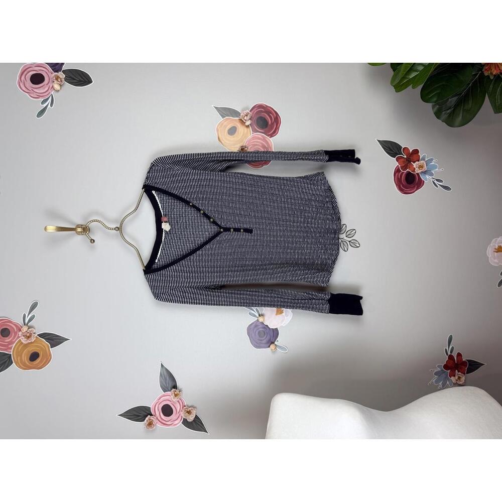 Pilcro from Anthropologie Black Henley Striped Ribbed Long Sleeve - Size - XS